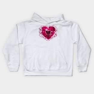 Shattered Pink Magenta Disco Heart Kids Hoodie